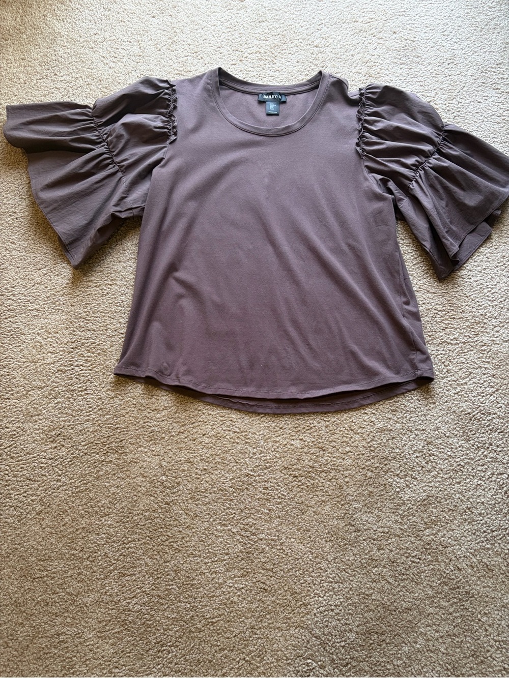 Bailey 44 Chocolate Brown Ruffle Sleeve Short-Sleeve Top
